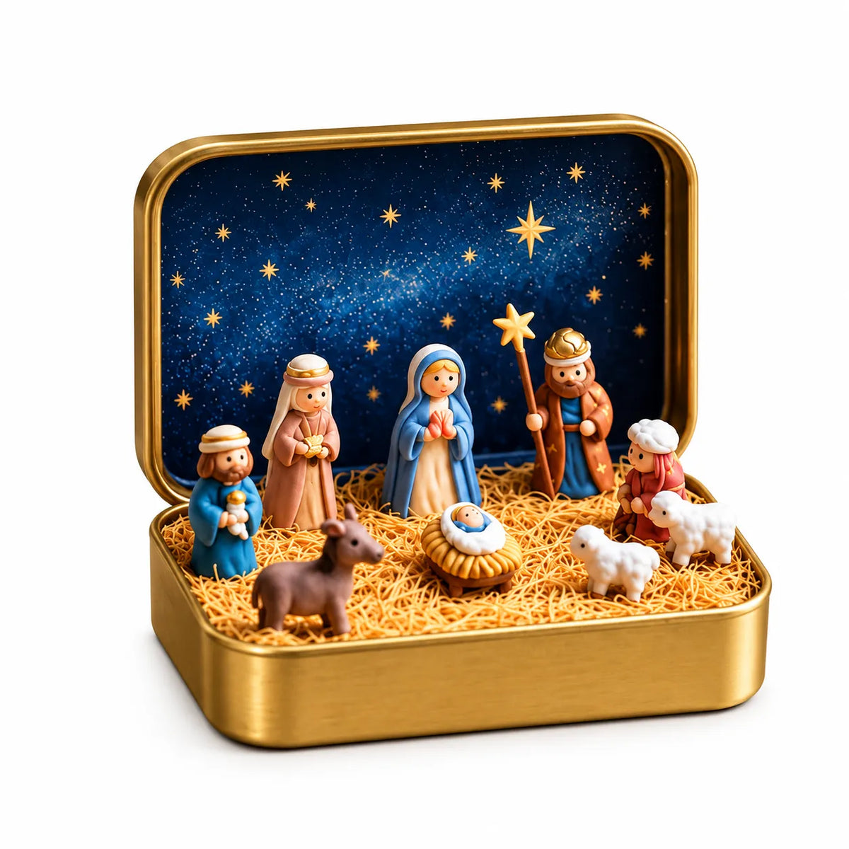 🔥Last Day 49% OFF - ✝️Religious Pocket-Size Mini Nativity Scene Set with Storage Box