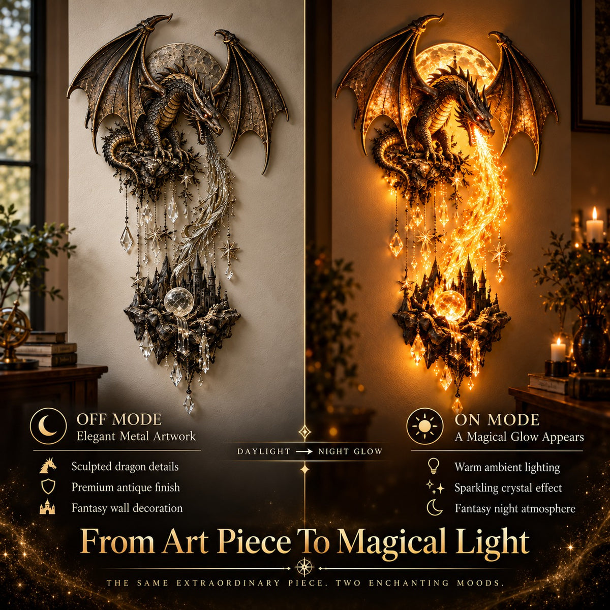 Dragon wall decor day and night