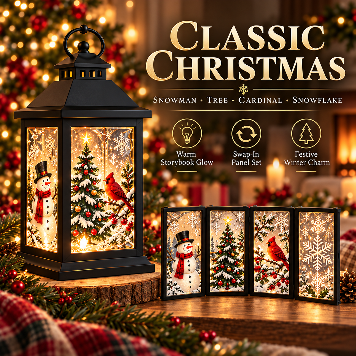 Interchangeable Crystal Lantern™ – Light-Up Holiday Décor