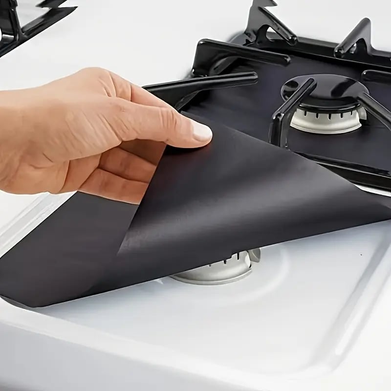🍳♻️ Reusable Gas Stove Burner Liners – 4PCS Trimmable Non-Stick Stovetop Protectors