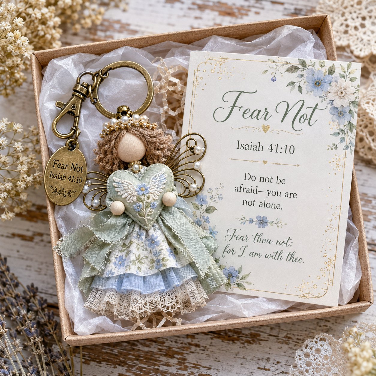 🪽 Faith Angel Keychain Gift Set - A Little Angel of Faith, Comfort & Love💛