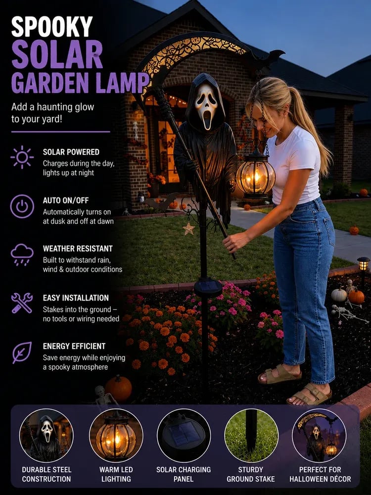 💀 Ghostface Grim Reaper Solar Garden Lantern