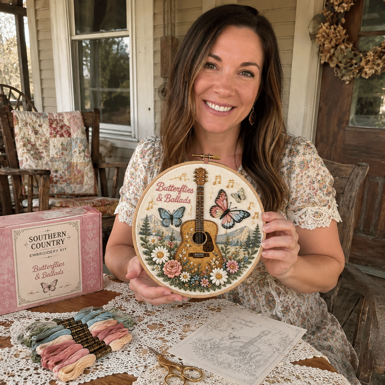 🌼 Beginner-Friendly Dolly Southern Country Needlework DIY Kit | Complete Kit with Pre-Printed Fabric, Wooden Hoop, Floss, Needles & Step-by-Step Guide Included 💕