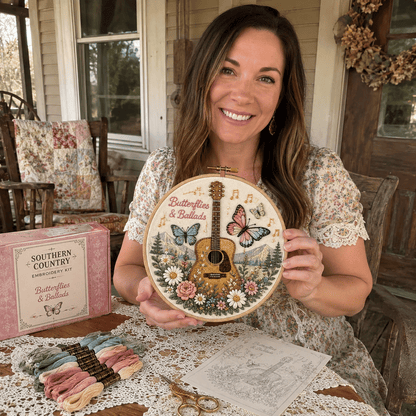 🌼 Beginner-Friendly Dolly Southern Country Needlework DIY Kit | Complete Kit with Pre-Printed Fabric, Wooden Hoop, Floss, Needles & Step-by-Step Guide Included 💕