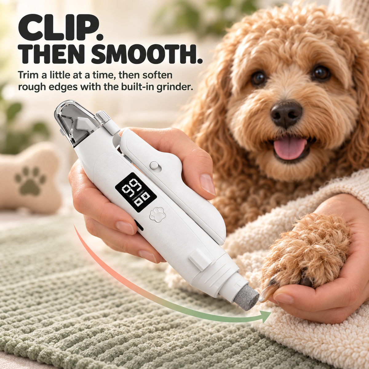 🐾 LIMITED‑TIME 50% OFF! 💥 2‑in‑1 LED Pet Nail Clipper & Grinder – Bloodline‑Light, LCD Display, Anti‑Splash ✨