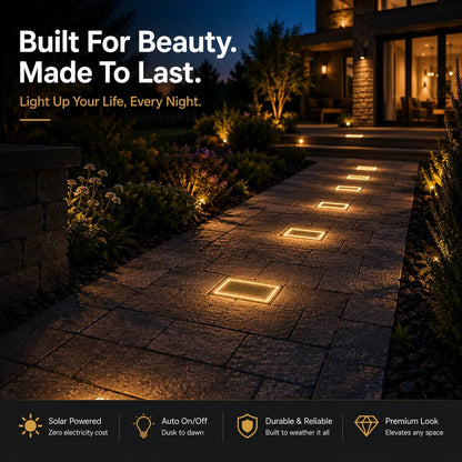 ⭐☀️ Solar Paver Lights 4'×8' – Warm White Recessed Ground Lights for Driveways, Walkways & Patios