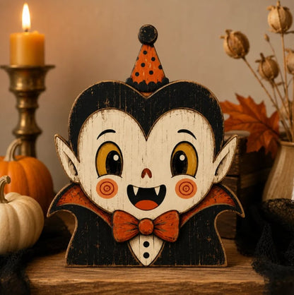 👻🎃 Vintage Wooden Halloween Table Decor