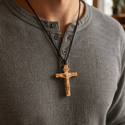 ✝️ Handmade Wooden Jesus Cross Necklace (𝐃𝐚𝐧𝐢𝐞𝐥 𝐁𝐫𝐨𝐨𝐤𝐬 𝐇𝐚𝐧𝐝𝐦𝐚𝐝𝐞®)