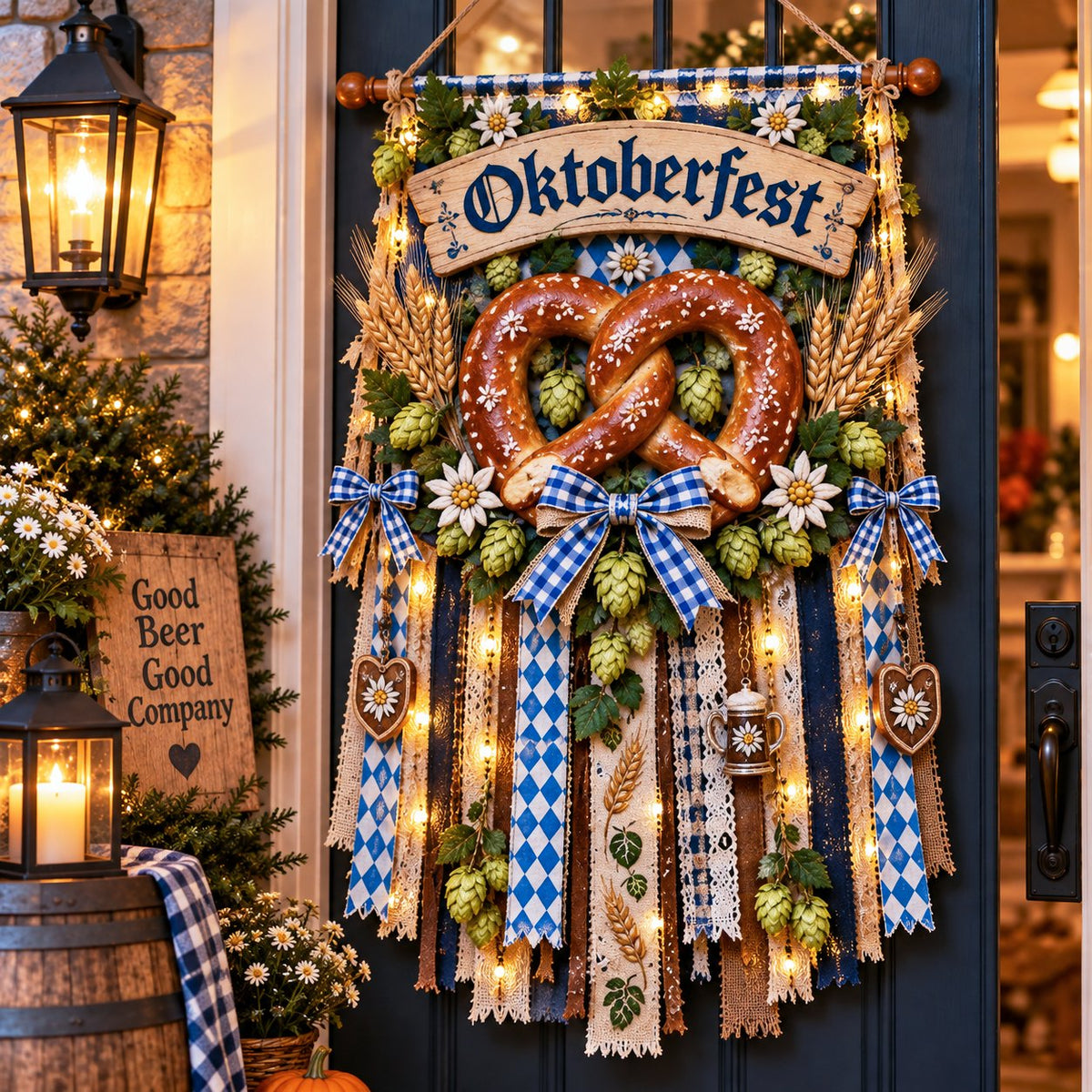 🍺Light-Up Oktoberfest Door Hanging - Bring a Little Bavaria Home✨