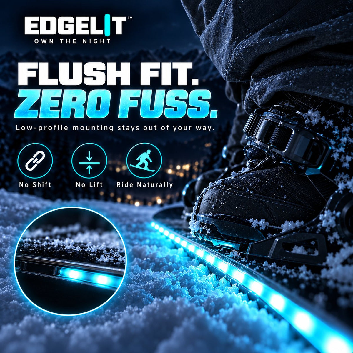 🏂 LED Snowboard Edge Light Kit – 7 Color Night Riding System❄️Light Up Every Run. Own Every Night✨