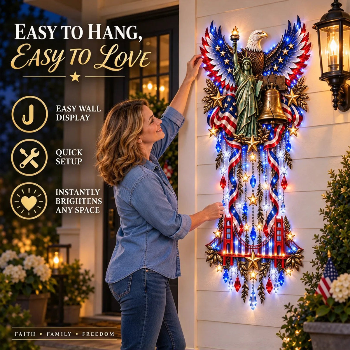 🦅 American Pride LED Waterfall Wall Decor