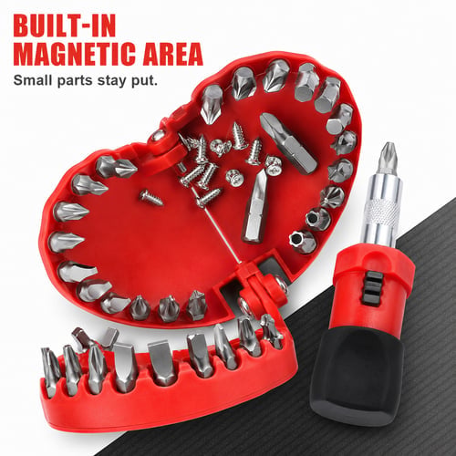28-Piece Denture-Shaped Screwdriver Bit Set with Stubby Handle