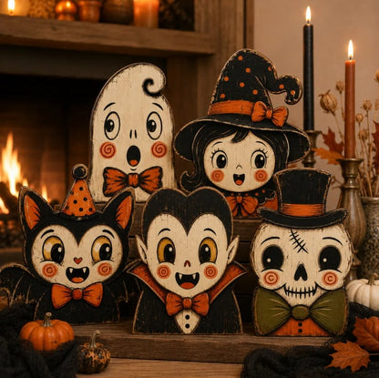 👻🎃 Vintage Wooden Halloween Table Decor