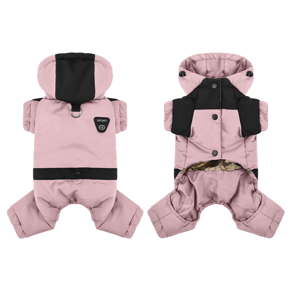 Dog Winter Snowsuit — Graphene Thermal Lining, Full Four-Leg Coverage, Hooded, Water-Resistant