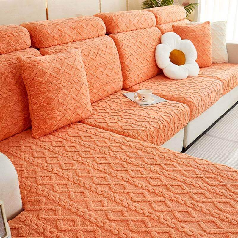 Luxury Plush Stretch Sofa Cover — Warm Comfort & Elegant Home Style