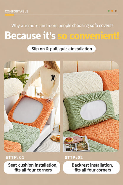 Luxury Plush Stretch Sofa Cover — Warm Comfort & Elegant Home Style