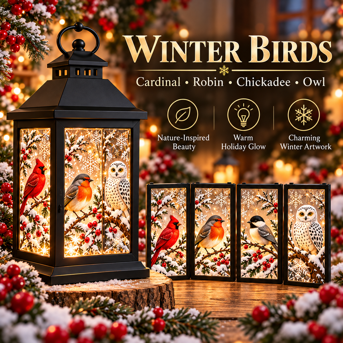 Interchangeable Crystal Lantern™ – Light-Up Holiday Décor