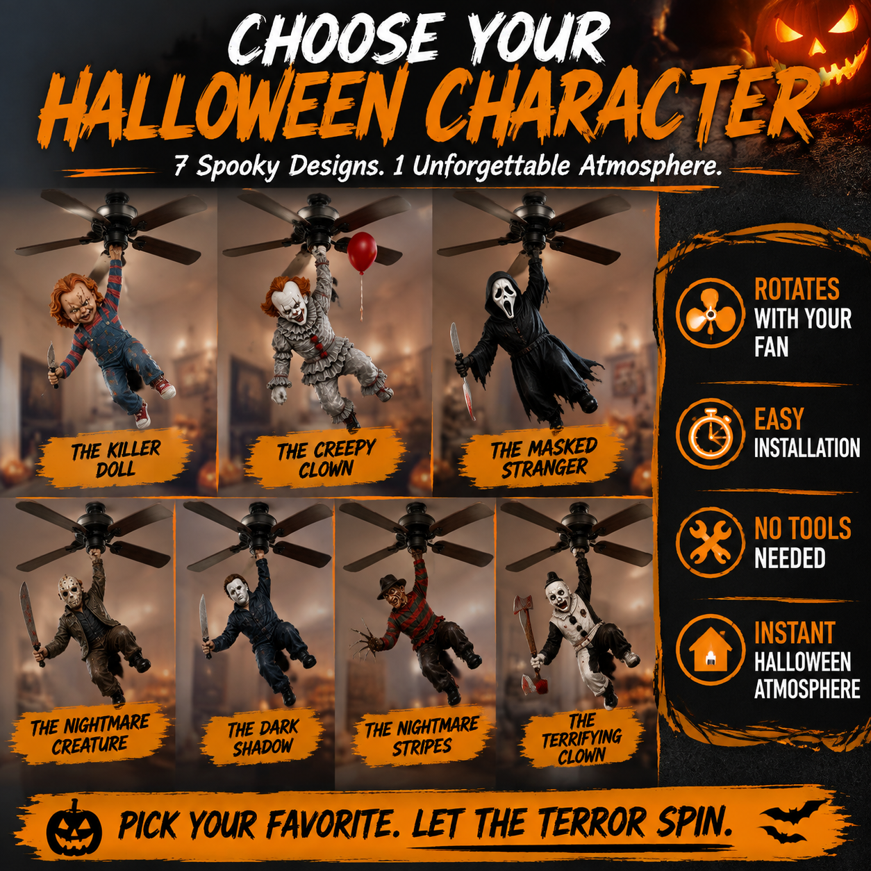 🔥 Limited Halloween Sale – Turn Your Ceiling Fan Into A Spooky Horror Decoration