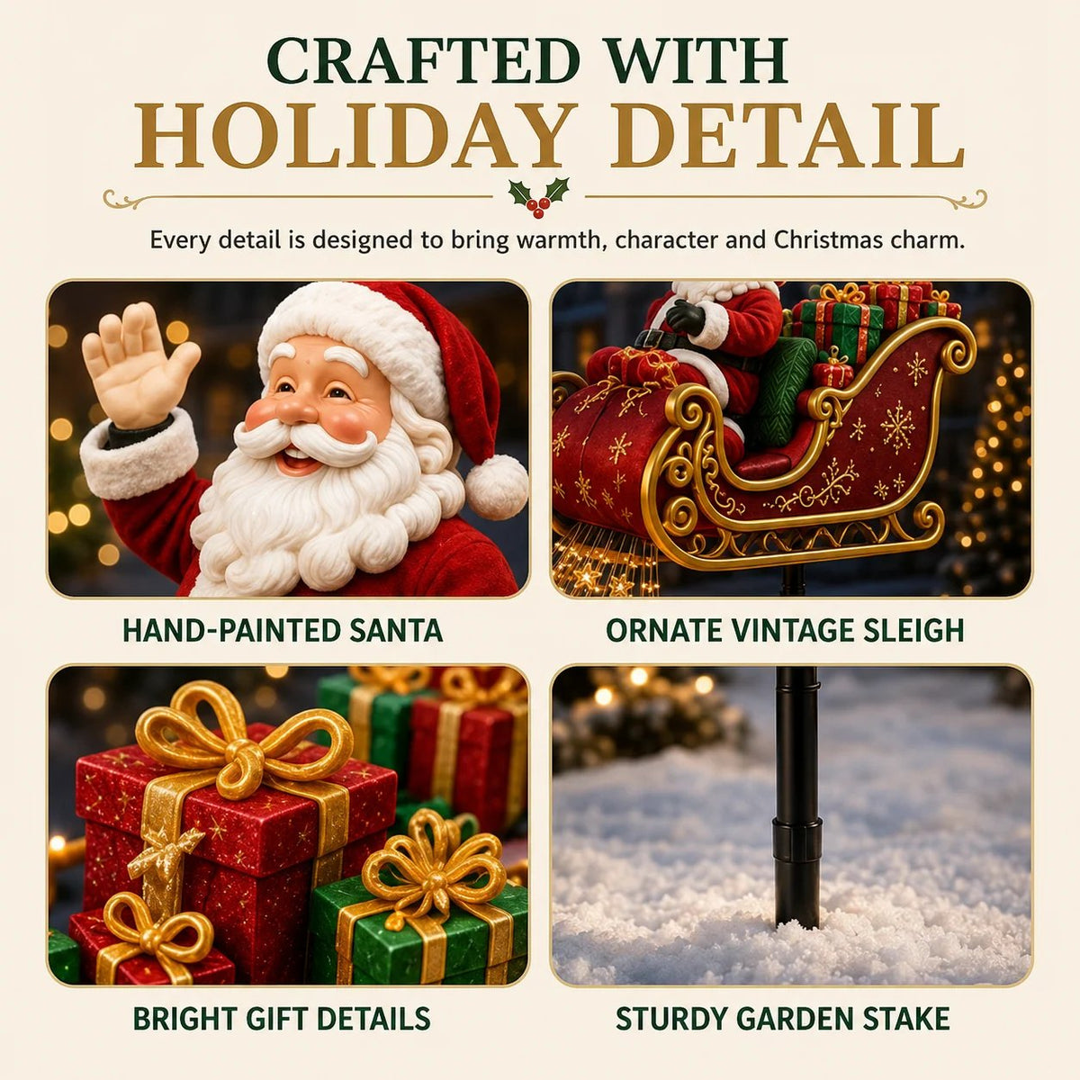 Solar powered Christmas garden light simple installation