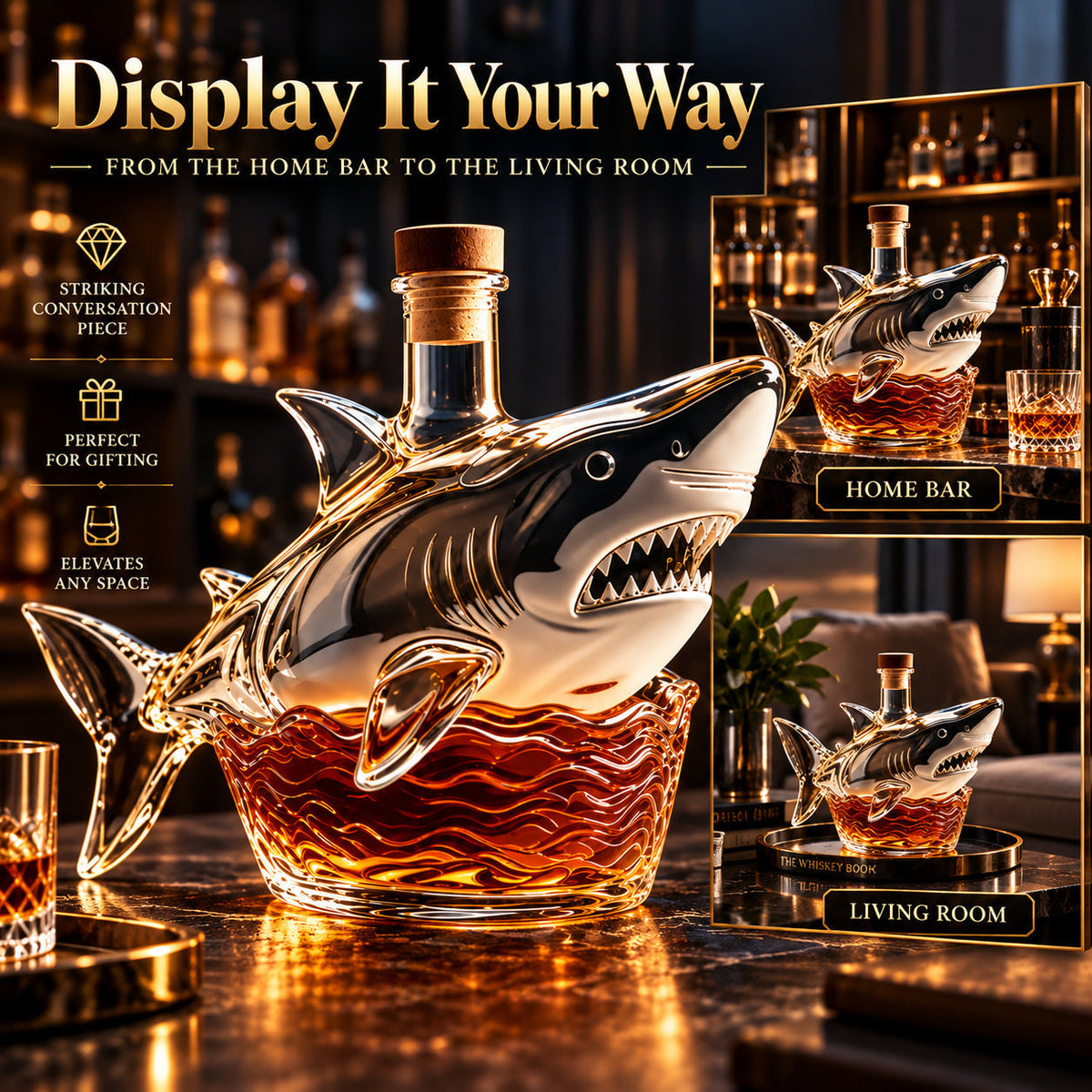 🦈 50th Anniversary Shark Tribute Whiskey Decanter