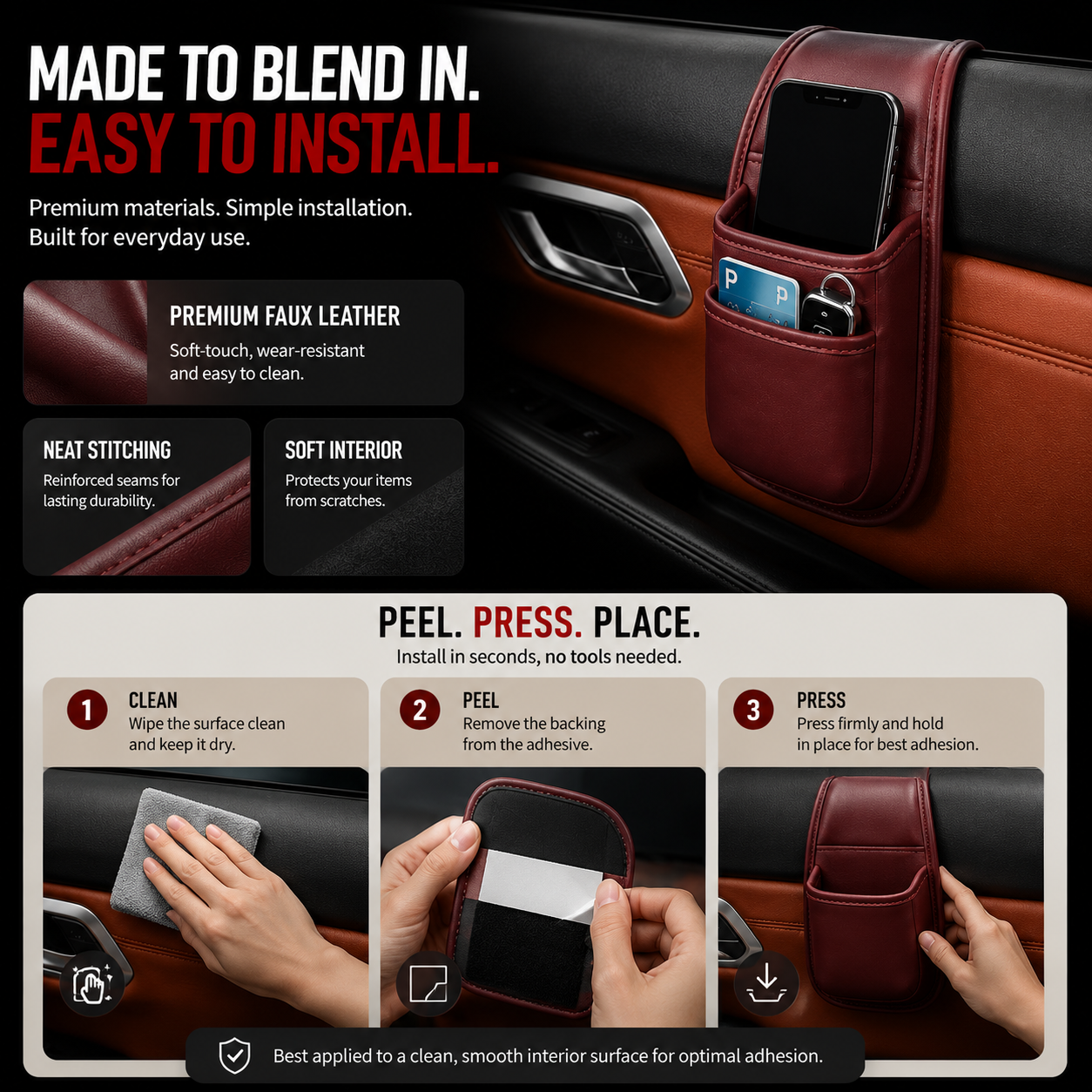 📱 TRENDING NOW | Car Phone Storage Pocket – Slim Adhesive Organizer for Phones, Keys, Cards, Tickets & Sunglasses