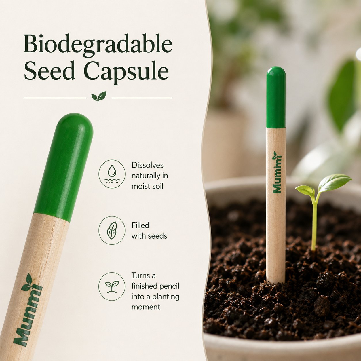 Plantable Green Seed Pencil — Write, Plant & Grow