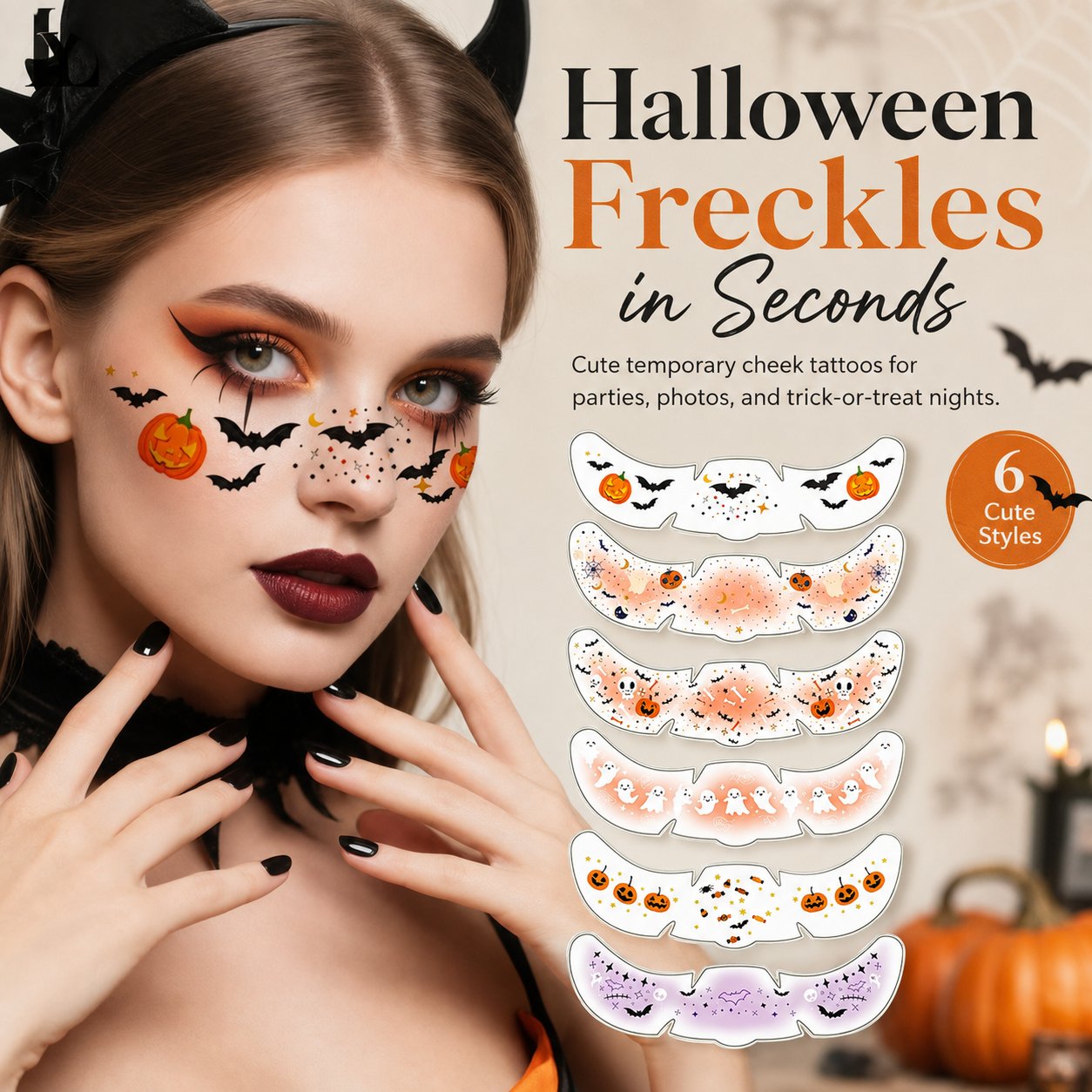 ✨ Temporary Freckle Face Tattoos – 6 Themed Styles for Every Mood