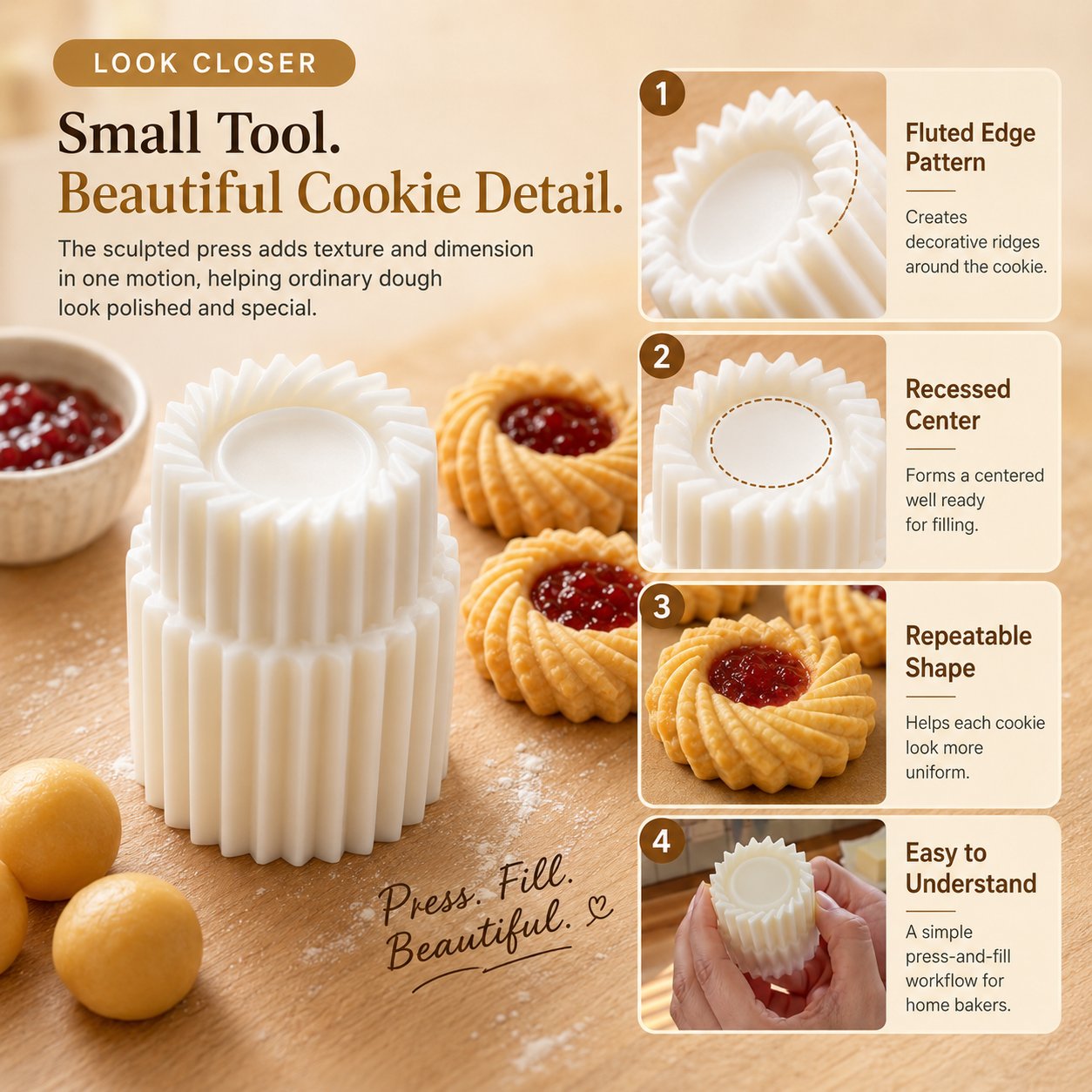 🍪Fluted Jam Cookie Press