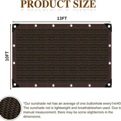 💥90% Blackout Cloth (Black) - 10 x 13ft UV-Resistant Shade Net with Reinforced Rivets