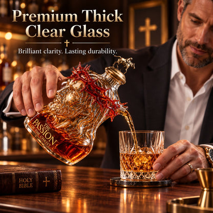 Sculpted Passion of the Christ Decanter | Premium Collectible Glass Bottle