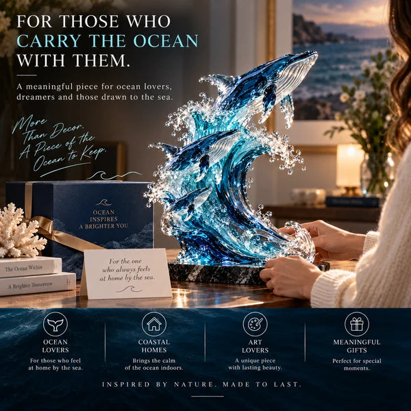 Becoming Ocean displayed as a gift-worthy sculpture