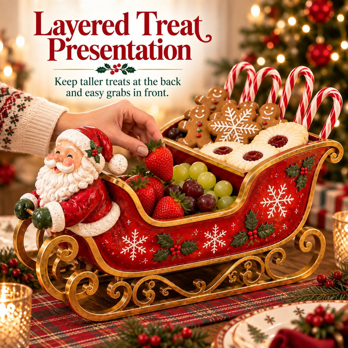 🎅🛷 Santa’s Holiday Treat Sleigh – Festive Serving Tray for Christmas Tables & Parties
