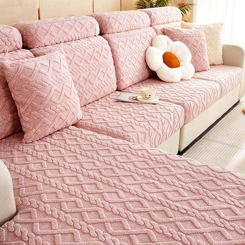Luxury Plush Stretch Sofa Cover — Warm Comfort & Elegant Home Style