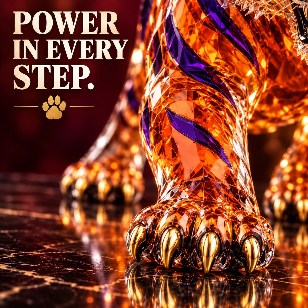 Golden claw and crystal inspired tiger detail