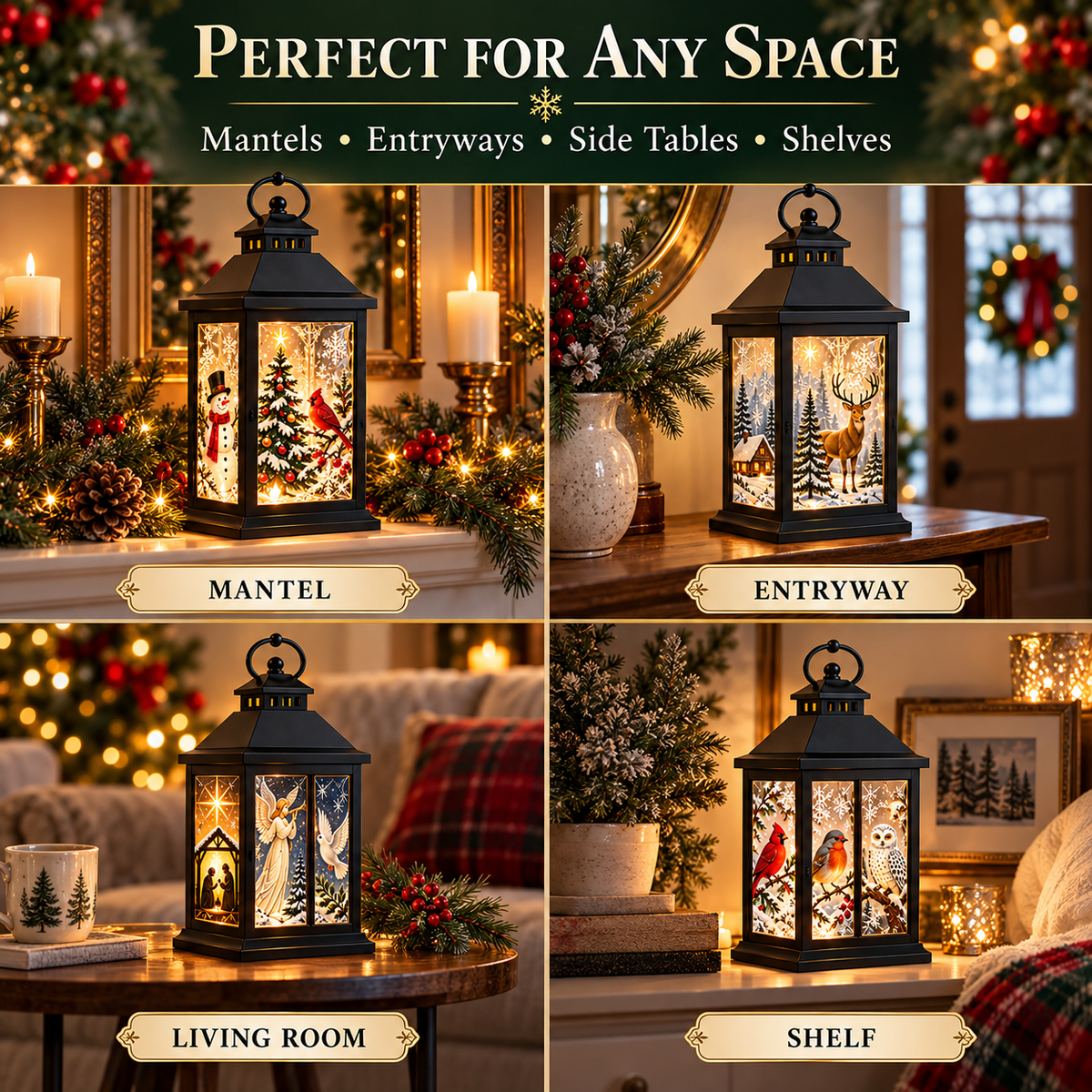 Interchangeable Crystal Lantern™ – Light-Up Holiday Décor