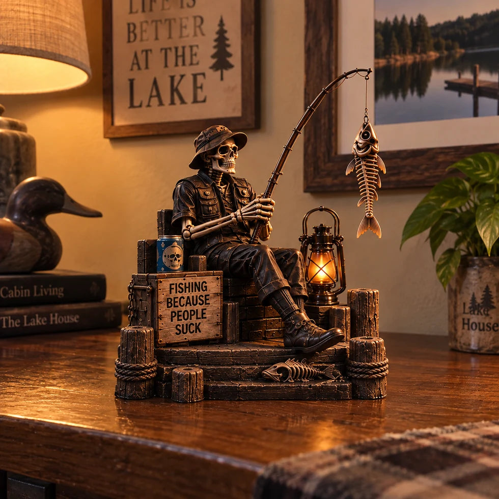 Customer displaying The Last Toast King skeleton collectible