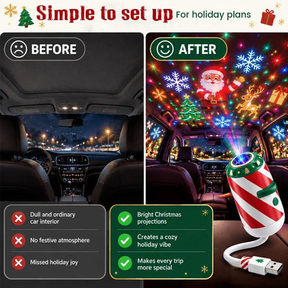 🎅🌠🎄 Merry Ride Christmas Car Projector Light – 5D Festive Projection Effect！！！