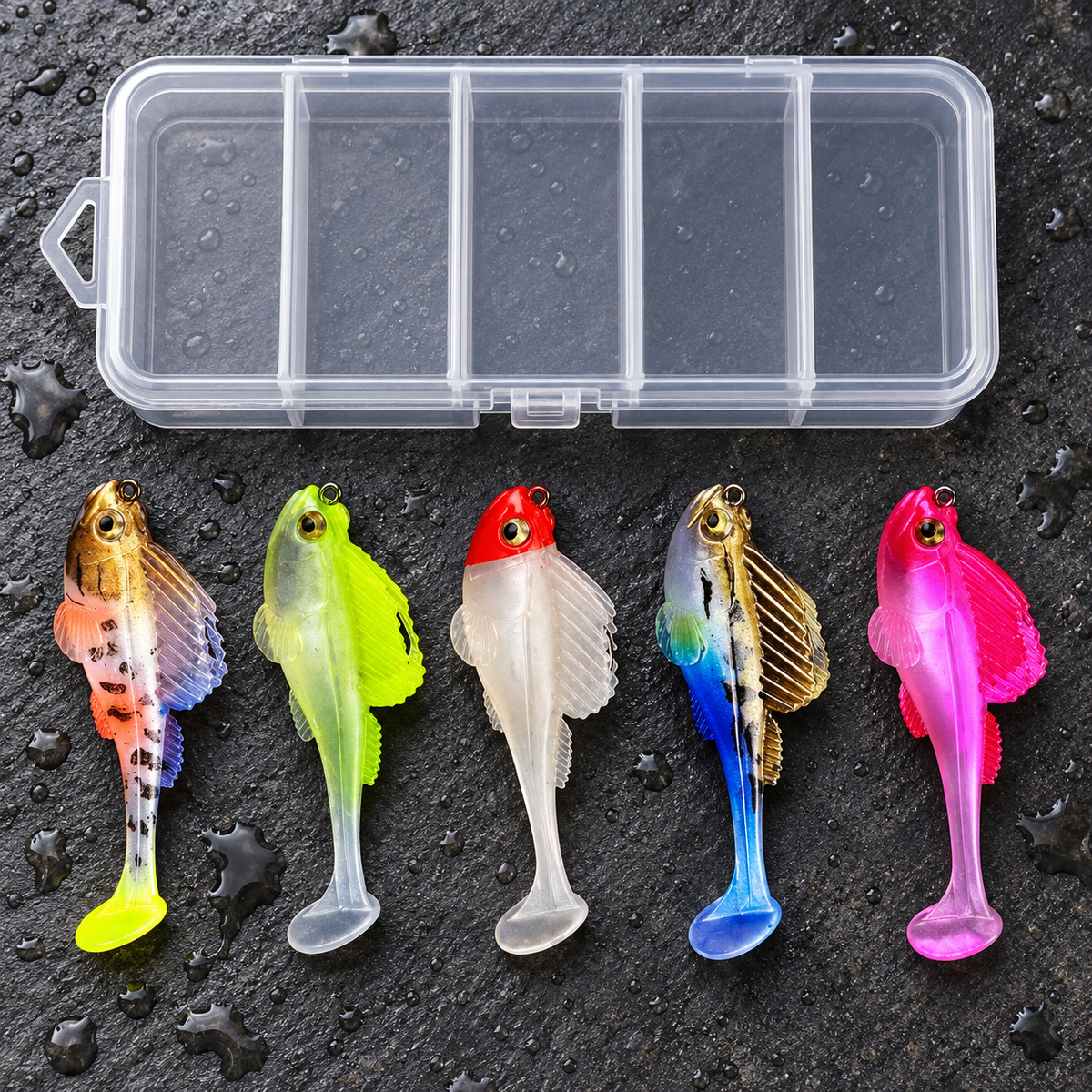 5-Piece T-Tail Soft Lure Set with Box