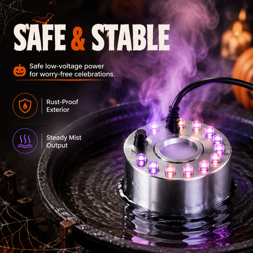 🌫️🌈 Mystic Water Fog Light – 12-LED Mist Effect for Fountains, Decor & Halloween