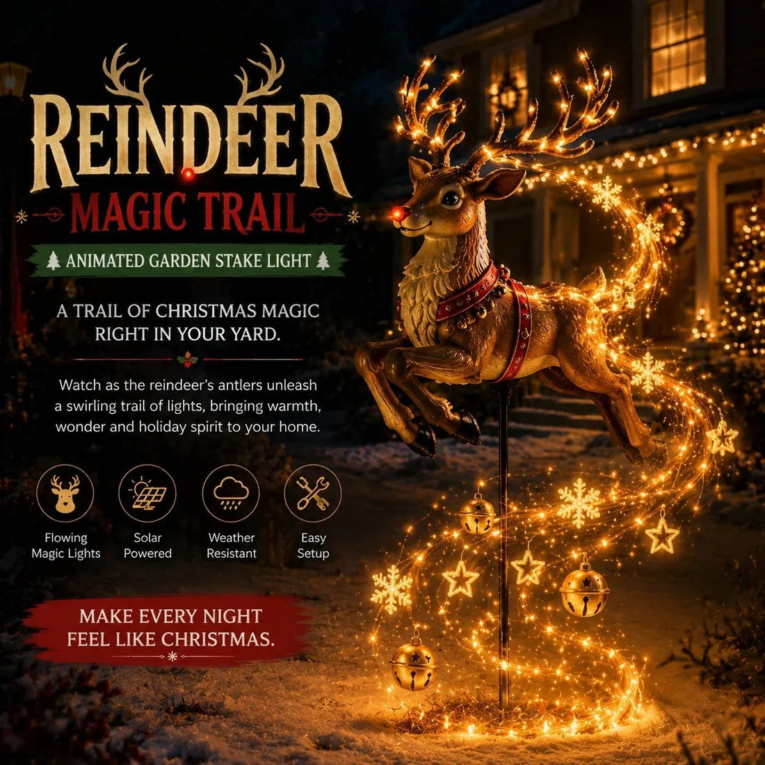 Reindeer magic trail Christmas garden light
