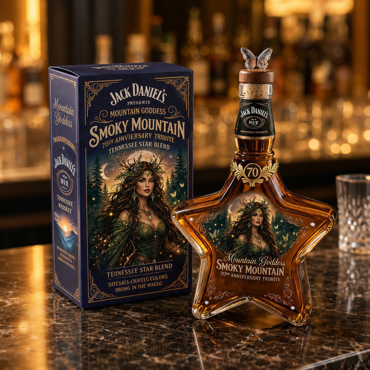 🌄🥃The Mountain Goddess Star-Shaped Decanter: Smoky Mountain Tribute Edition