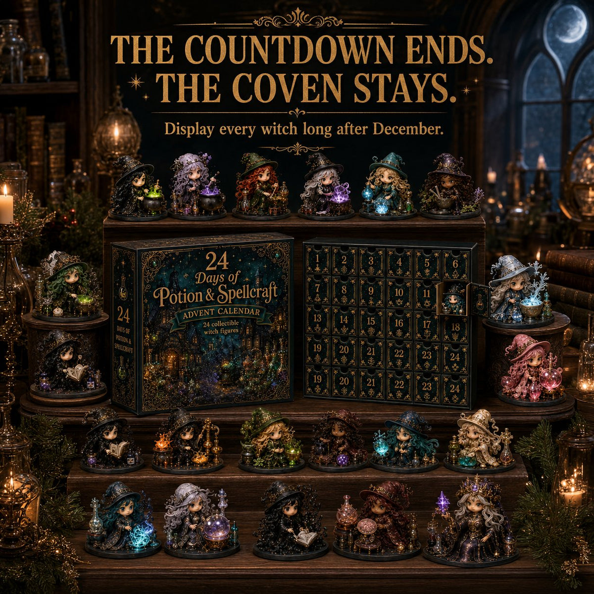 🧙‍♀️ LAST DAY 49% OFF – 24 Days Of Witchy Surprises Advent Calendar | 24 Unique Collectible Witches with Magical Themes, Mini Figures & Fantasy Display Collection ✨