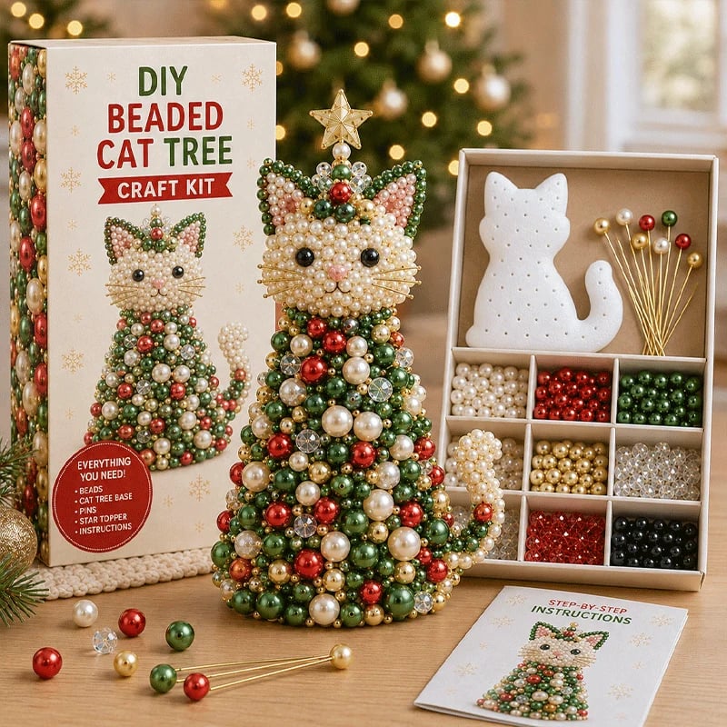🔥HOT SALE 49% OFF🎁 🐾 Animal-Themed Beaded Christmas Tree DIY Kit🦊