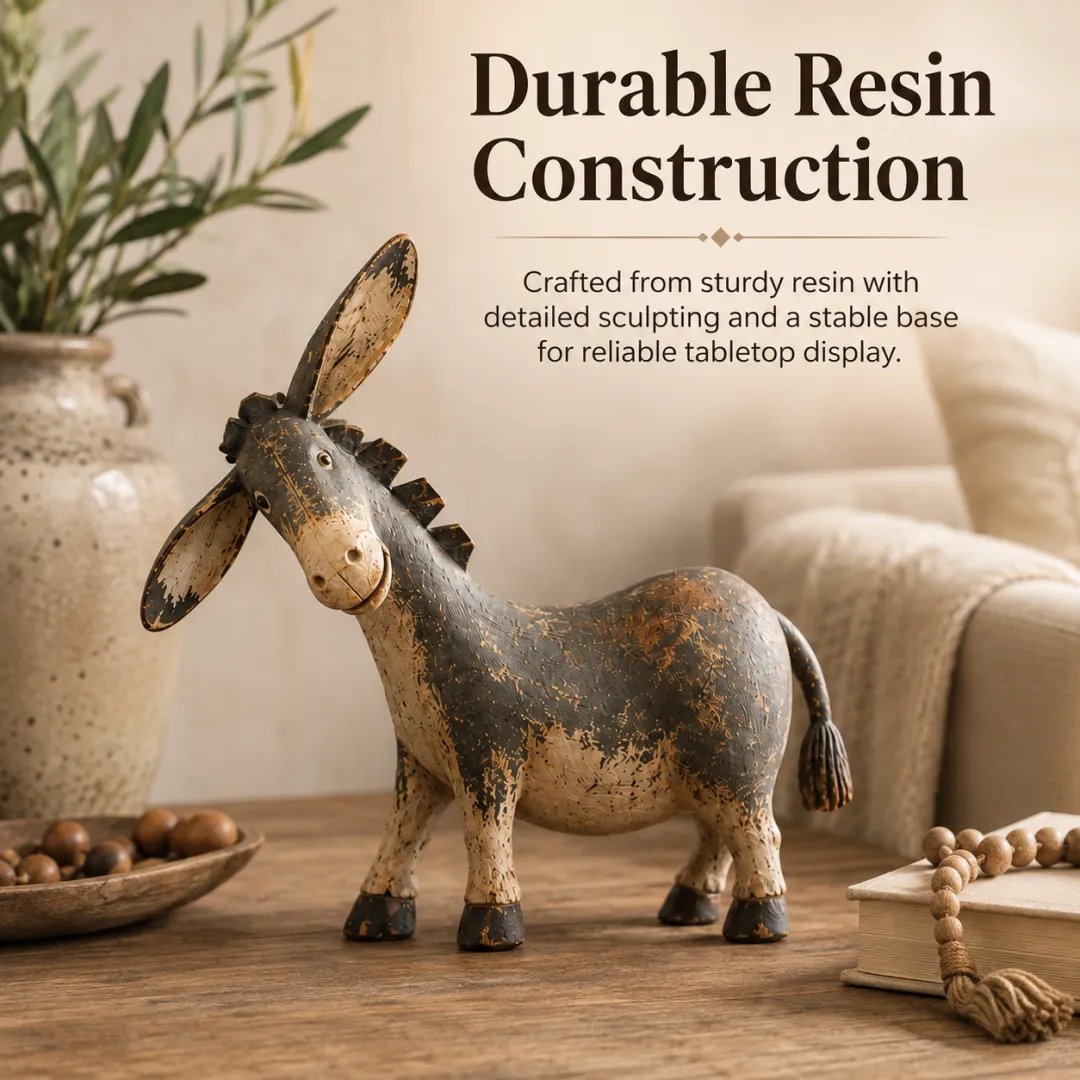 Rustic Donkey Figurine for Farmhouse Decor