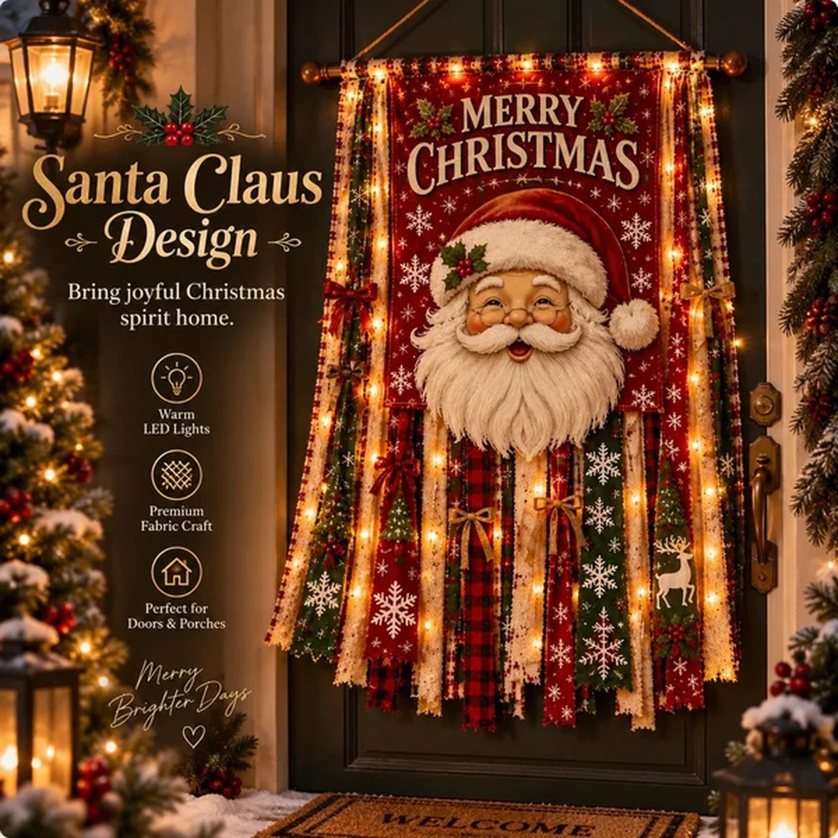 Santa design light-up Christmas door banner