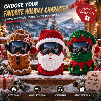 🎅🏂 3D Christmas Knit Ski Mask | 🌬️Warm Full-Face Cover in 3 Festive Styles for Ski Trips, Parties & Winter Adventures