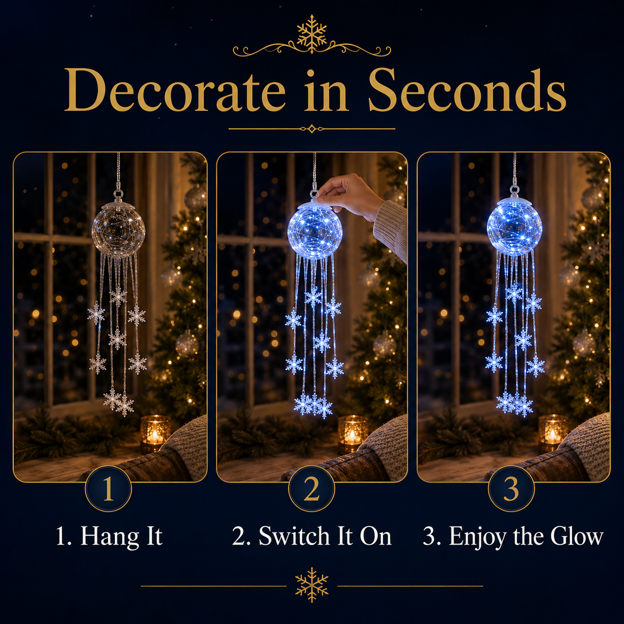 Winter Magic Snowflake Cascade – LED Hanging Christmas Ornament❄️