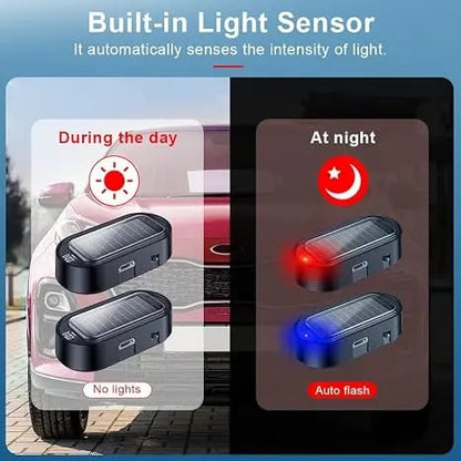 Solar Powered Fake Car Alarm Light, Auto Light Sensor LED Simulated Security Warning Flashing Light