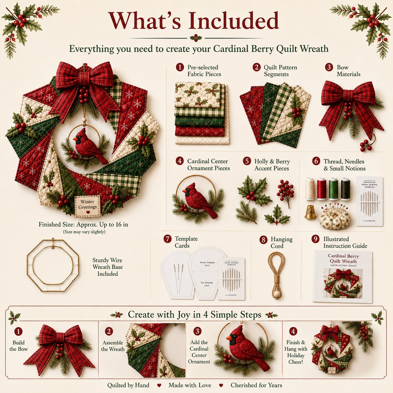 🎄 Christmas Fabric Wreath DIY Kit