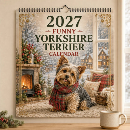 2027 Funny Yorkshire Terrier Wall Calendar | A4 Hanging Calendar